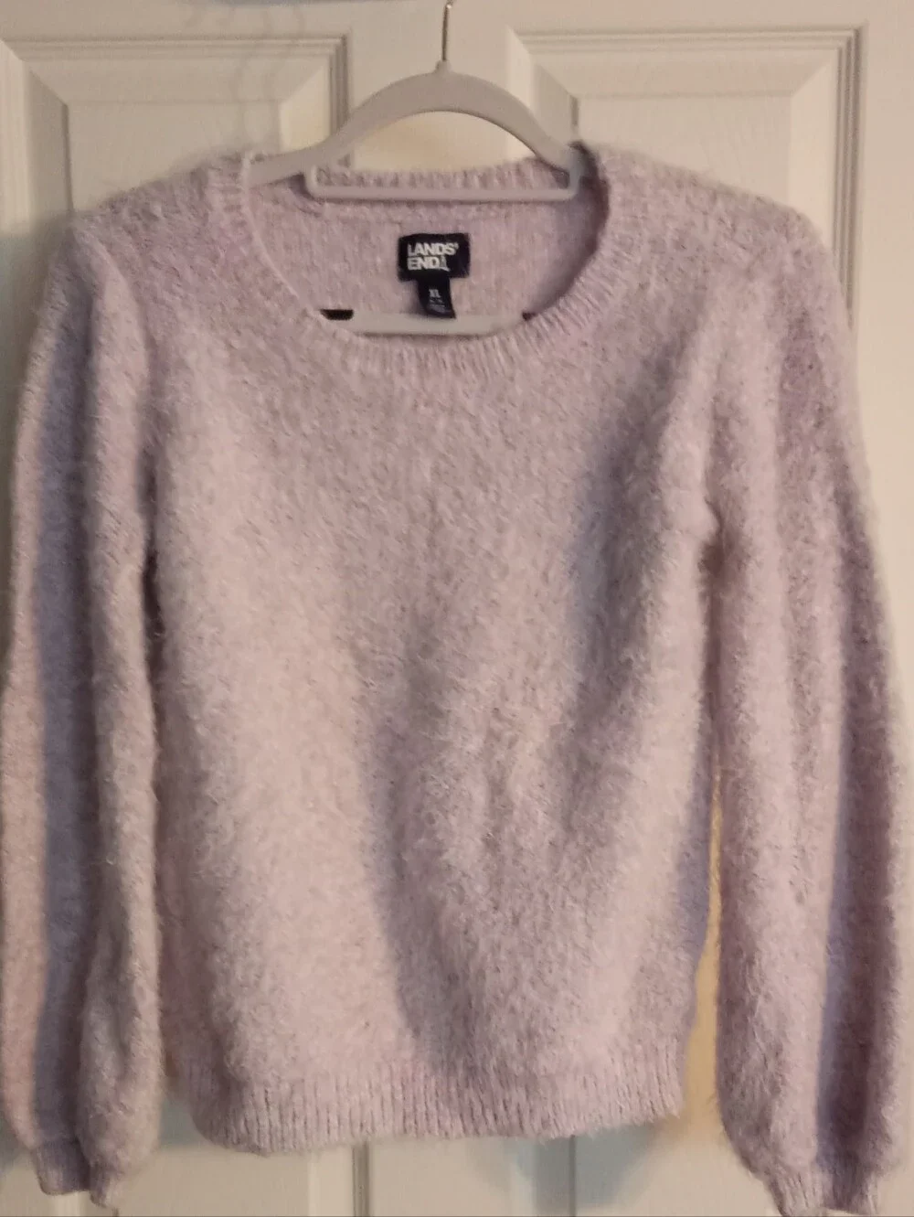 Lands' End Girl's Lavender Fuzzy Crewneck Sweater Girl's Size XL